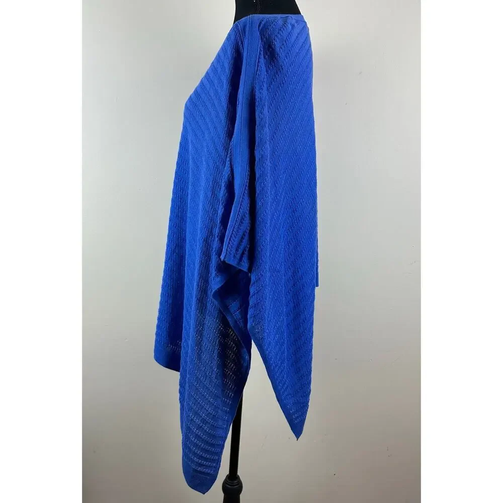 Talbots Asymmetrical Poncho Knit Top Womens M/L Blue NWT Swim Coverup Coastal